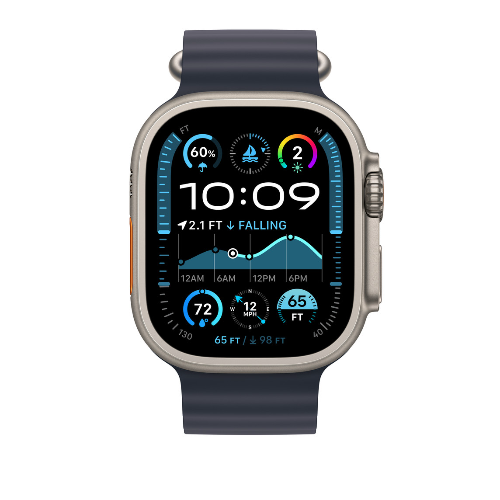 Ремешок для Apple Watch Ultra 49mm Navy Ocean Band - Natural Titanium Finish (Синий)