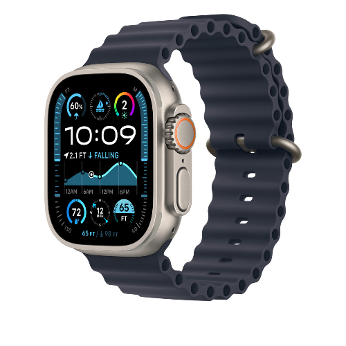 Ремешок для Apple Watch Ultra 49mm Navy Ocean Band - Natural Titanium Finish (Синий)