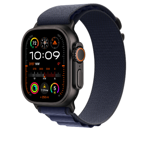 Ремешок для Apple Watch Ultra 49mm Navy Alpine Loop - Large - Black Titanium Finish (Синий)