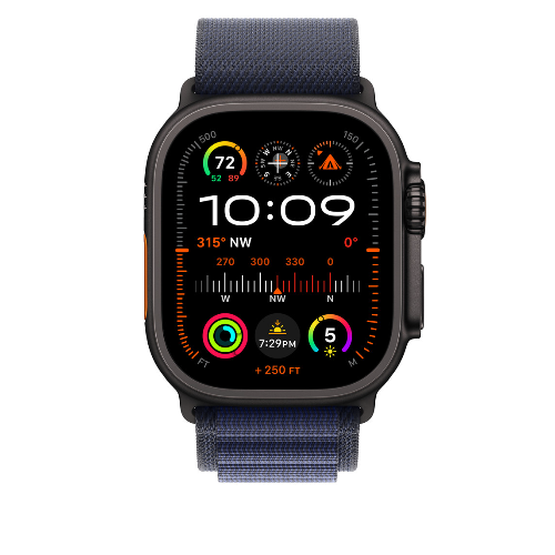 Ремешок для Apple Watch Ultra 49mm Navy Alpine Loop - Large - Black Titanium Finish (Синий)